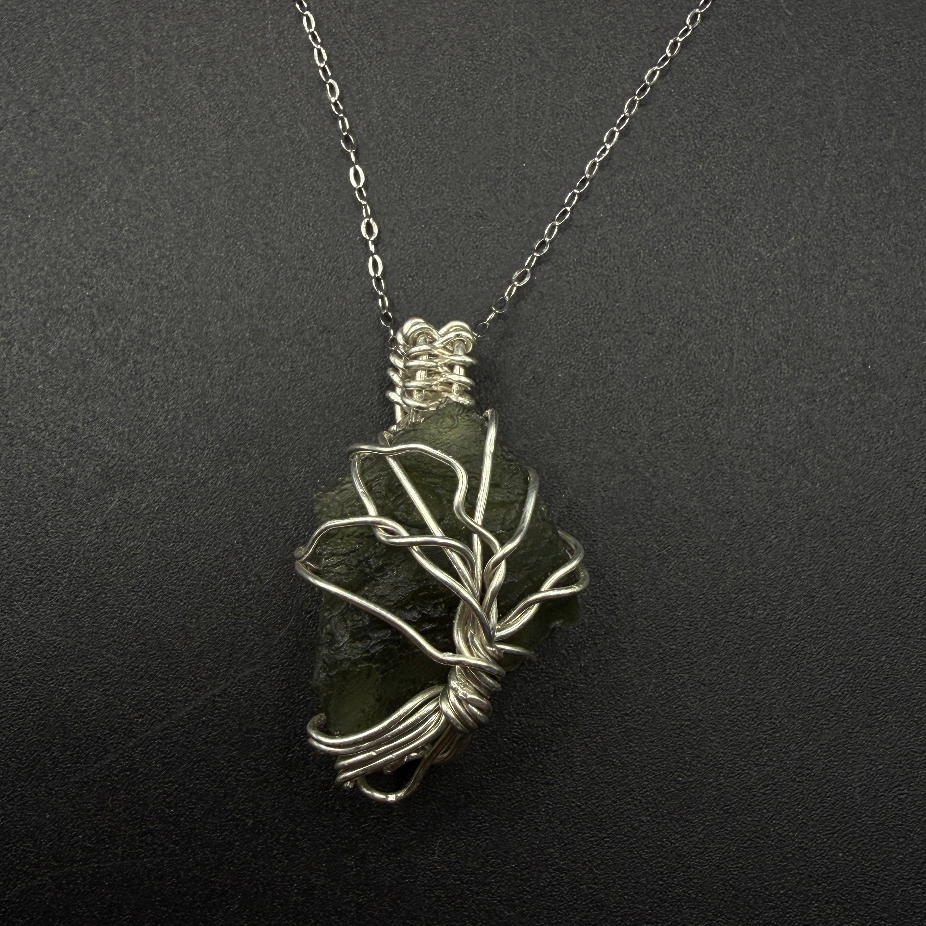 Moldavite Tree Of Life S925 Handmade Necklace