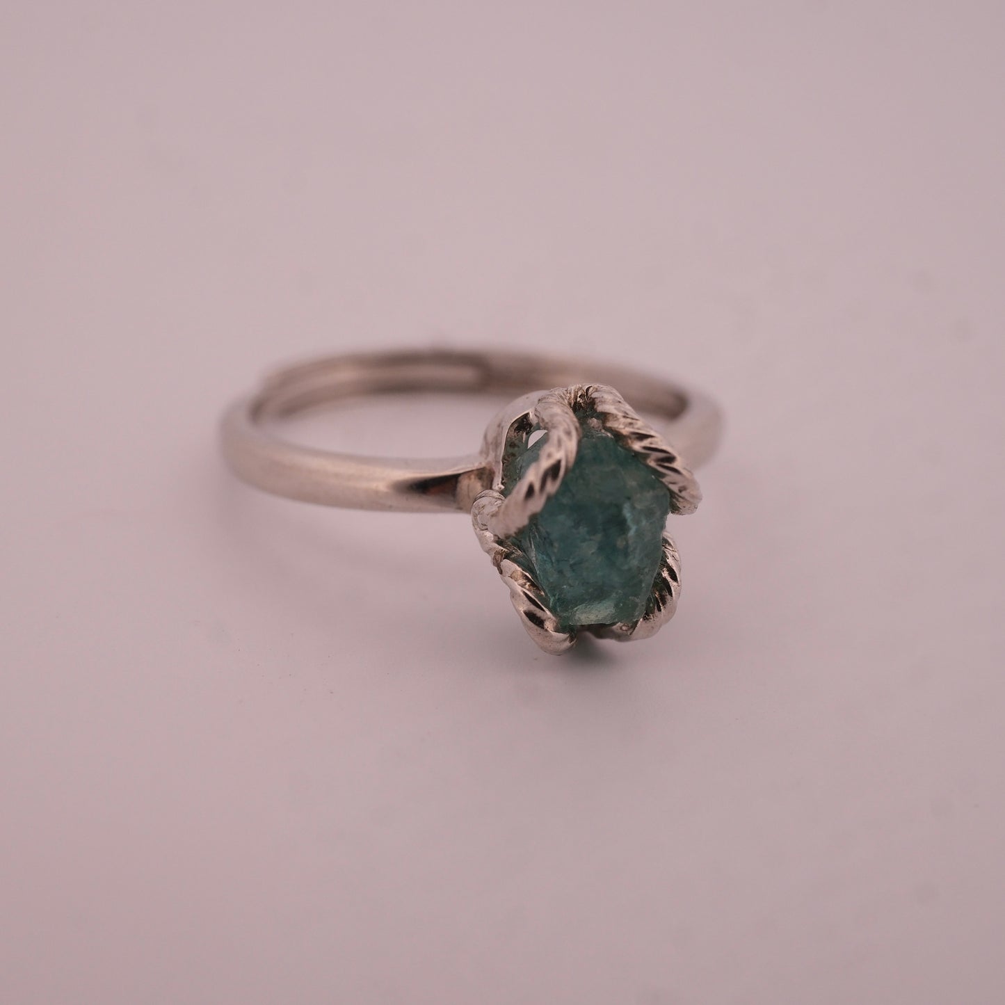 Raw High Grade Green Kyanite S925 Adjustable Ring