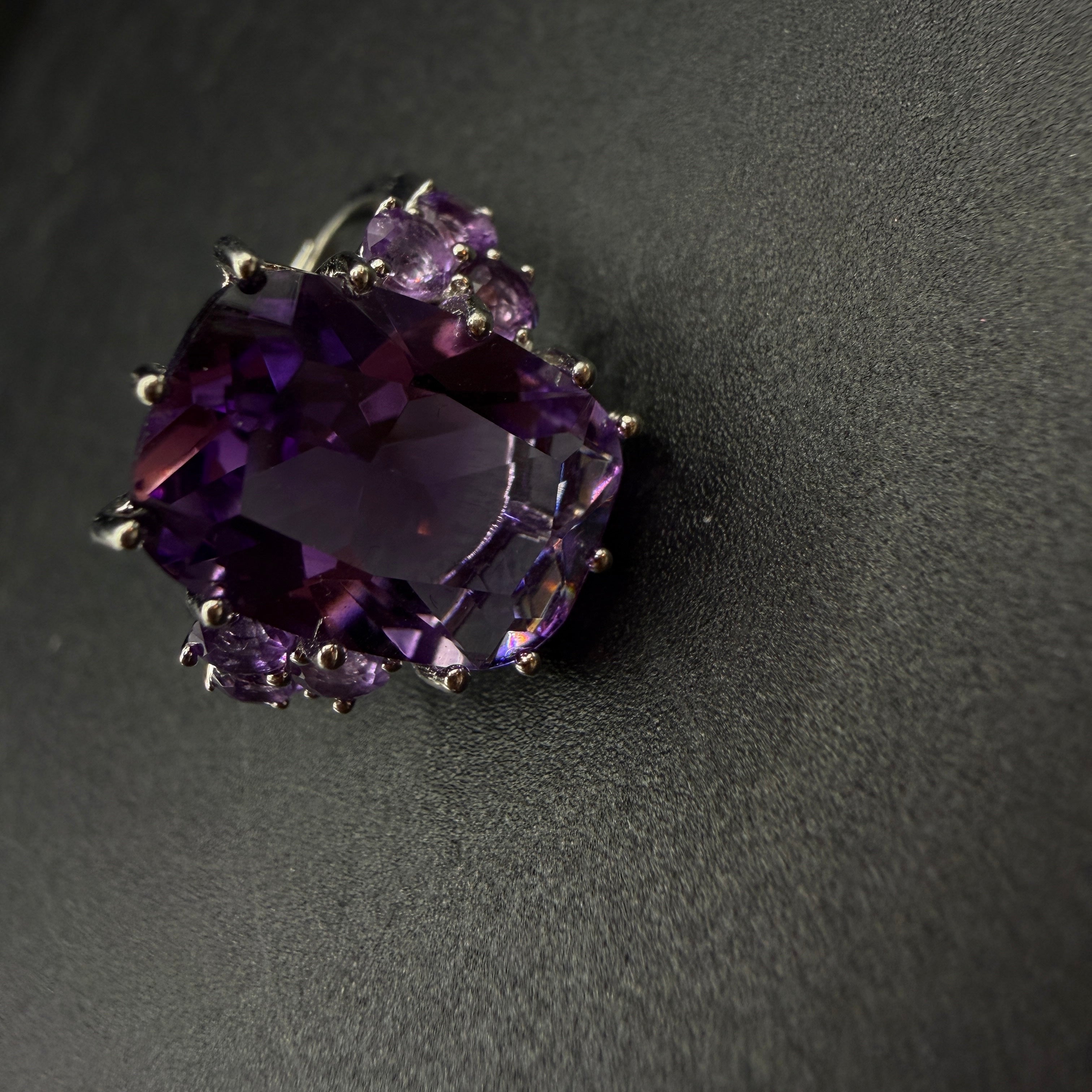 Amethyst Statement S925 Certified Adjustable Ring