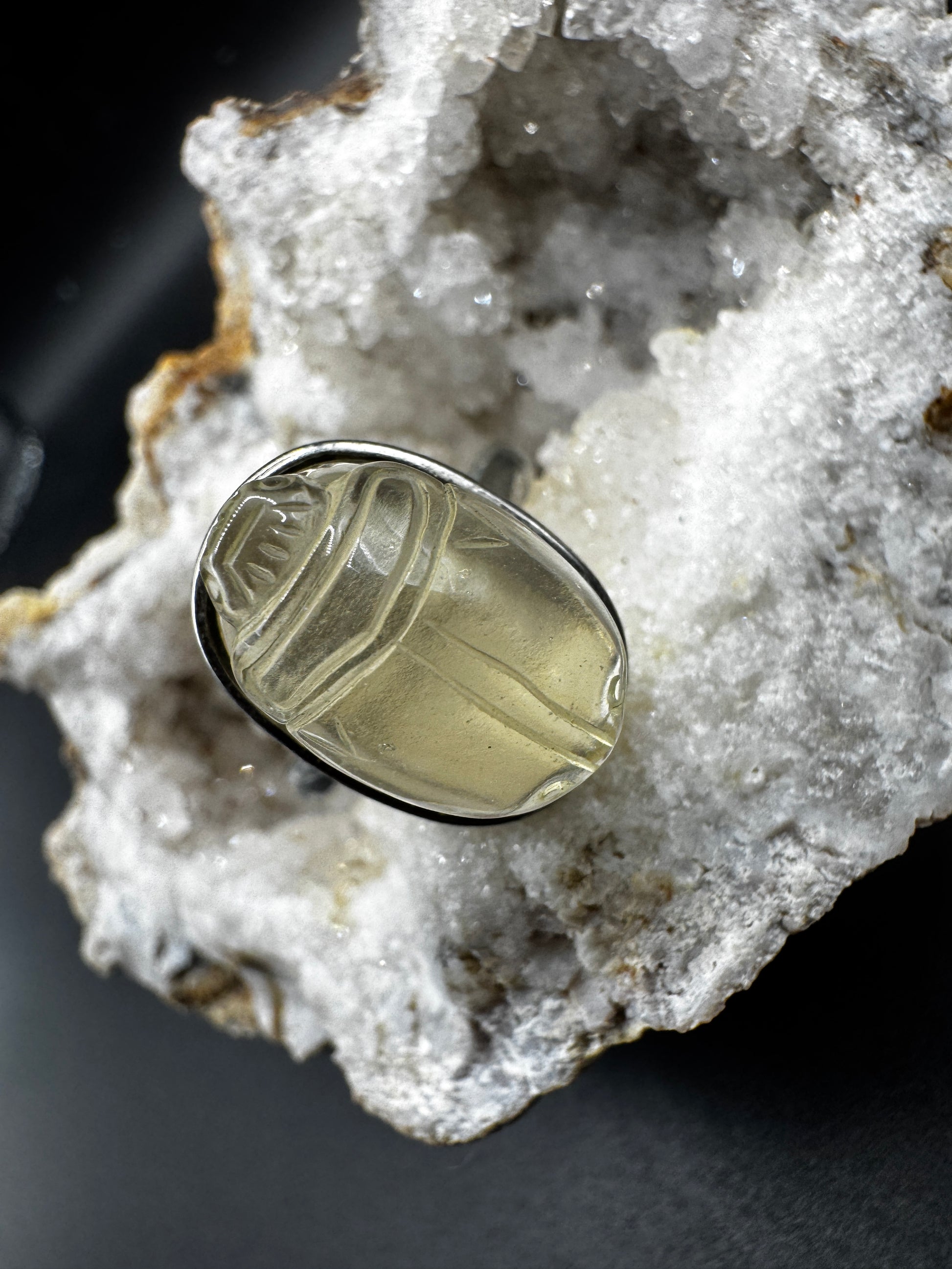 Libyan Desert Glass Scarab Ring