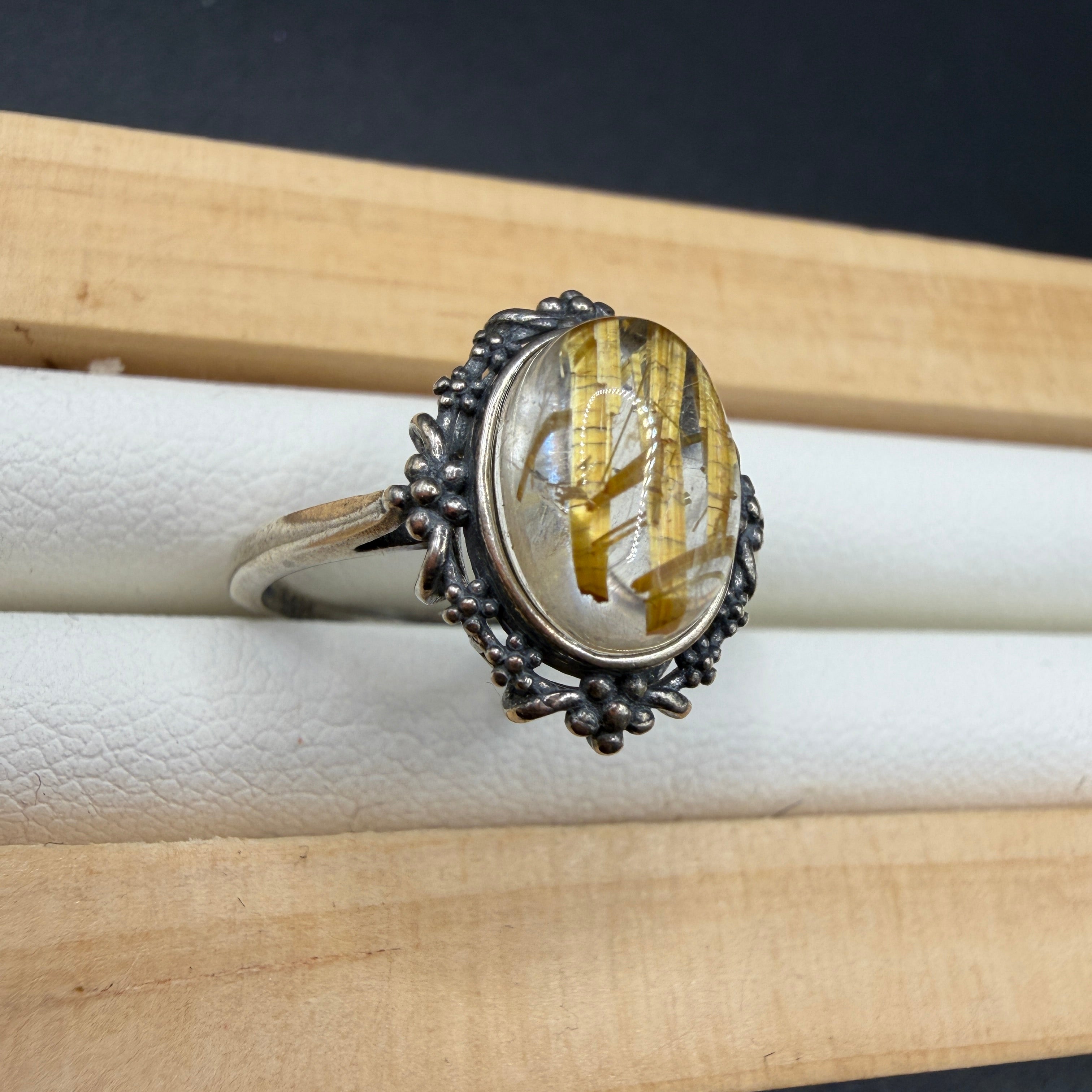 Golden Rutile S925 Adjustable Ring