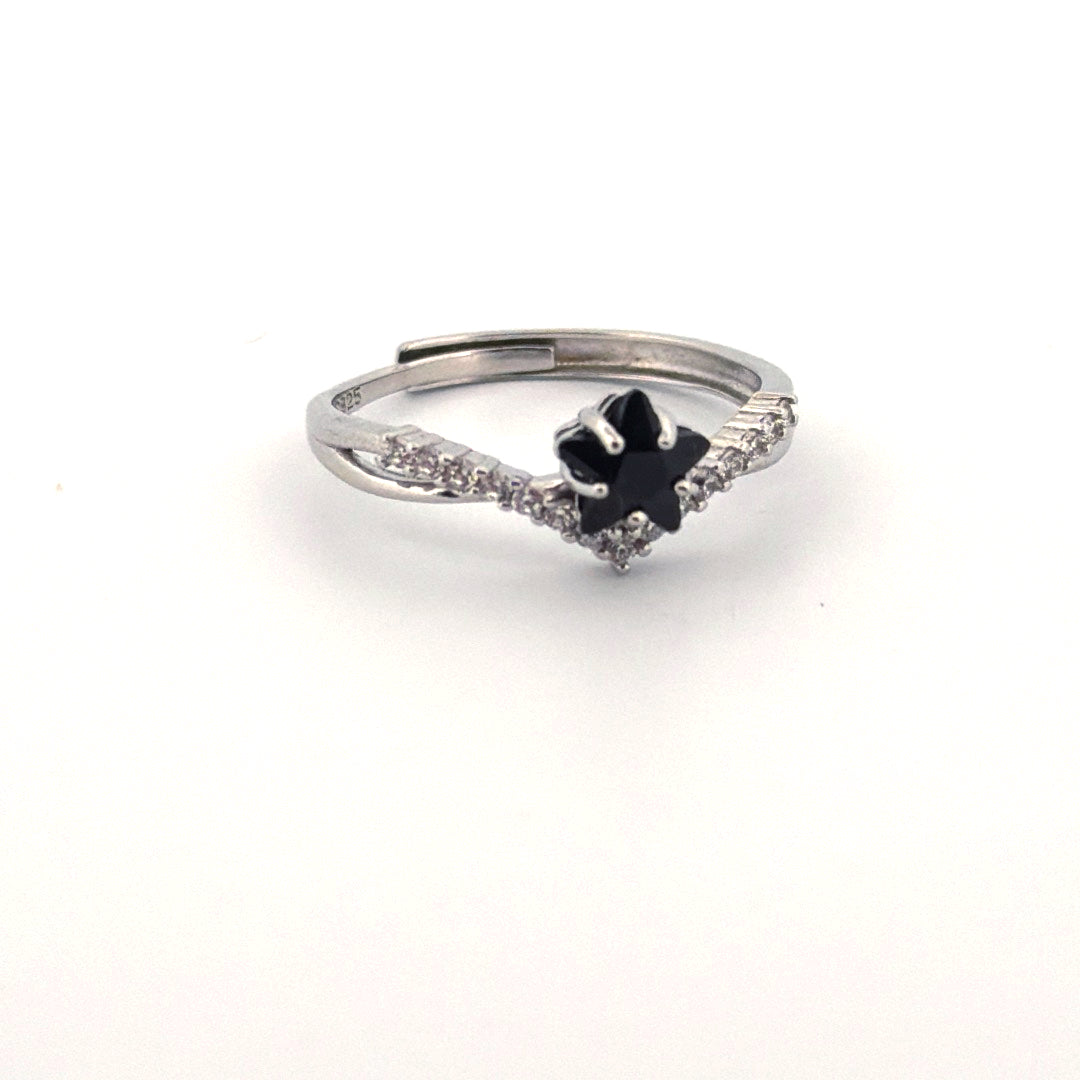 Black Spinel S925 Adjustable Ring