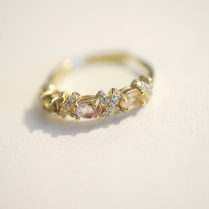 Tourmaline S925 Gold Adjustable Ring