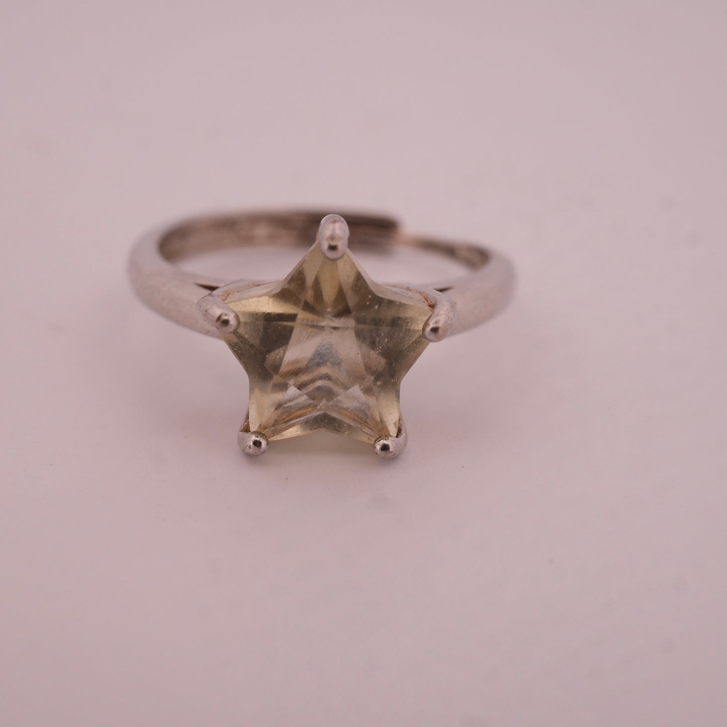 Libyan Desert Glass Star S925 Adjustable Certified Ring