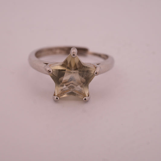 Libyan Desert Glass Star S925 Adjustable Certified Ring