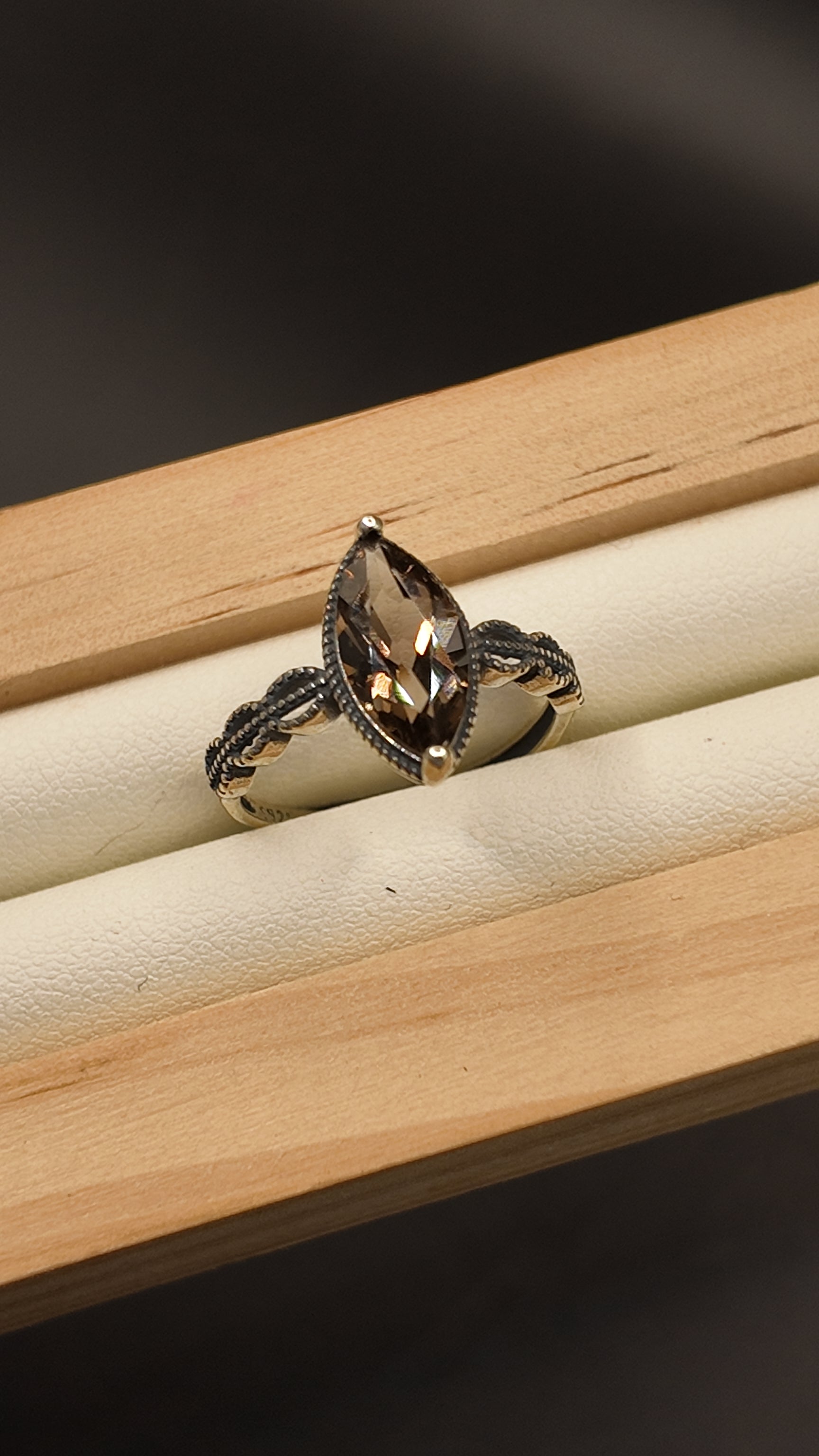 Smokey Quartz S925 Adjustable Ring