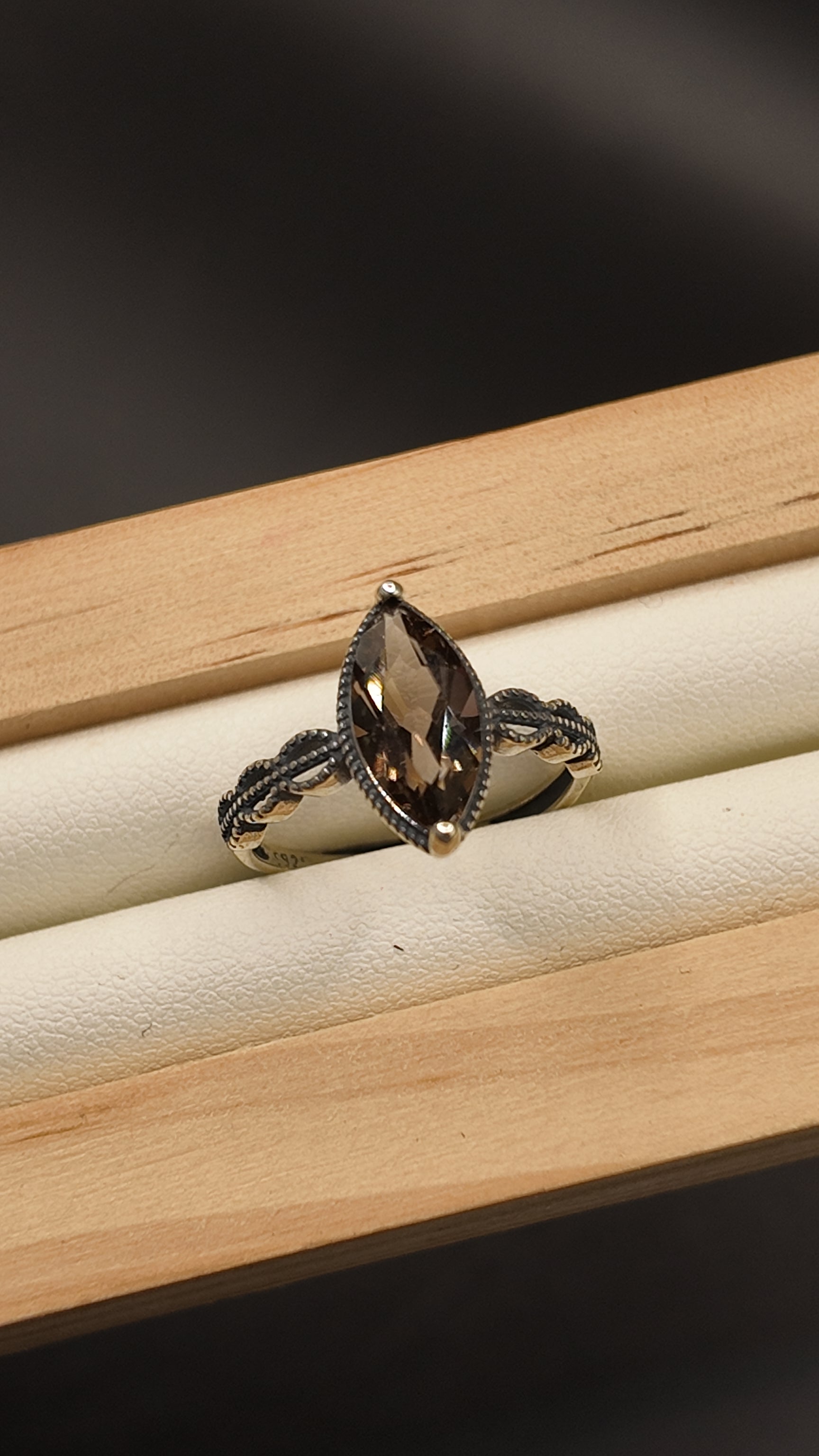 Smokey Quartz S925 Adjustable Ring