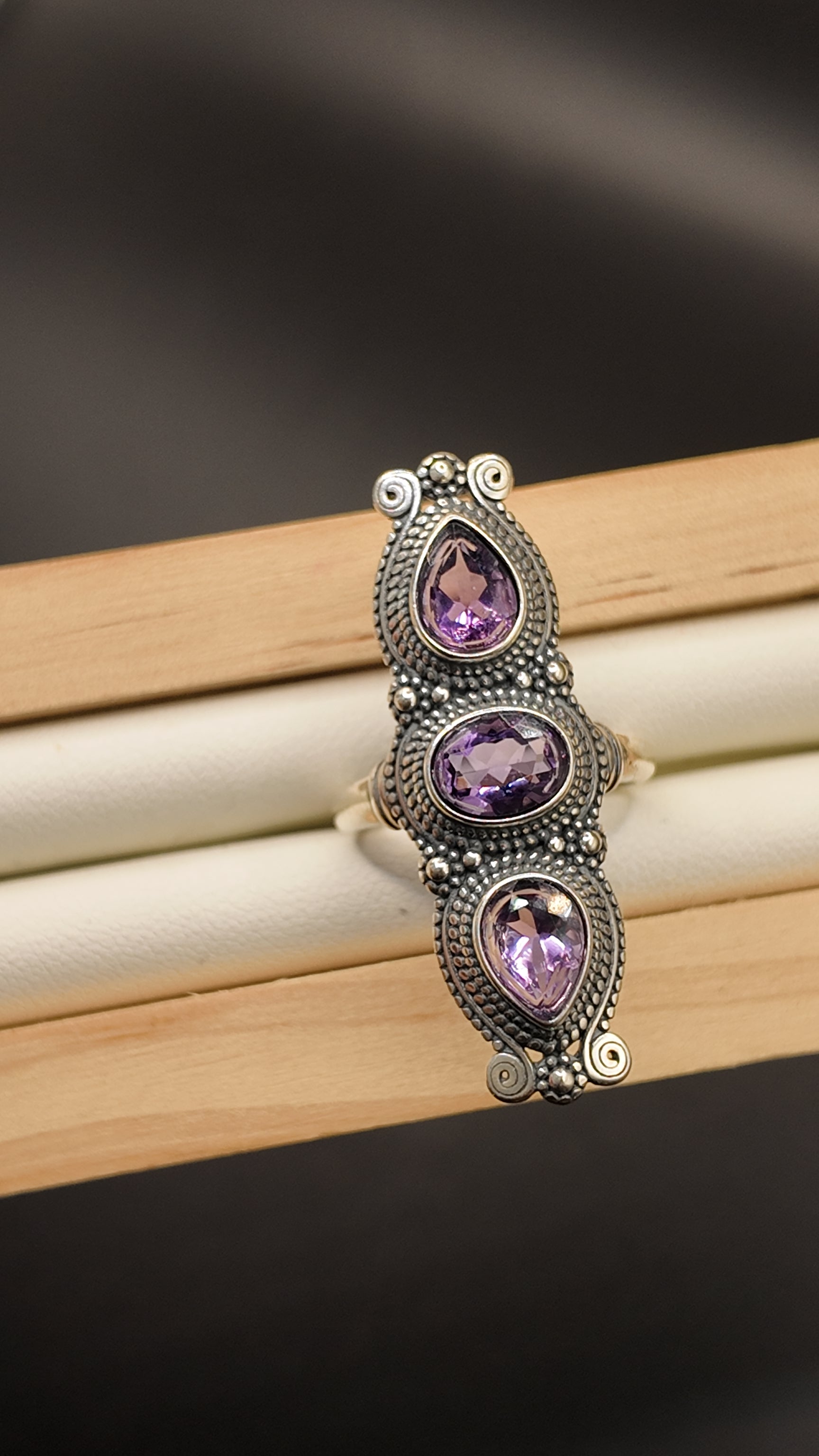 Amethyst Triple Ring