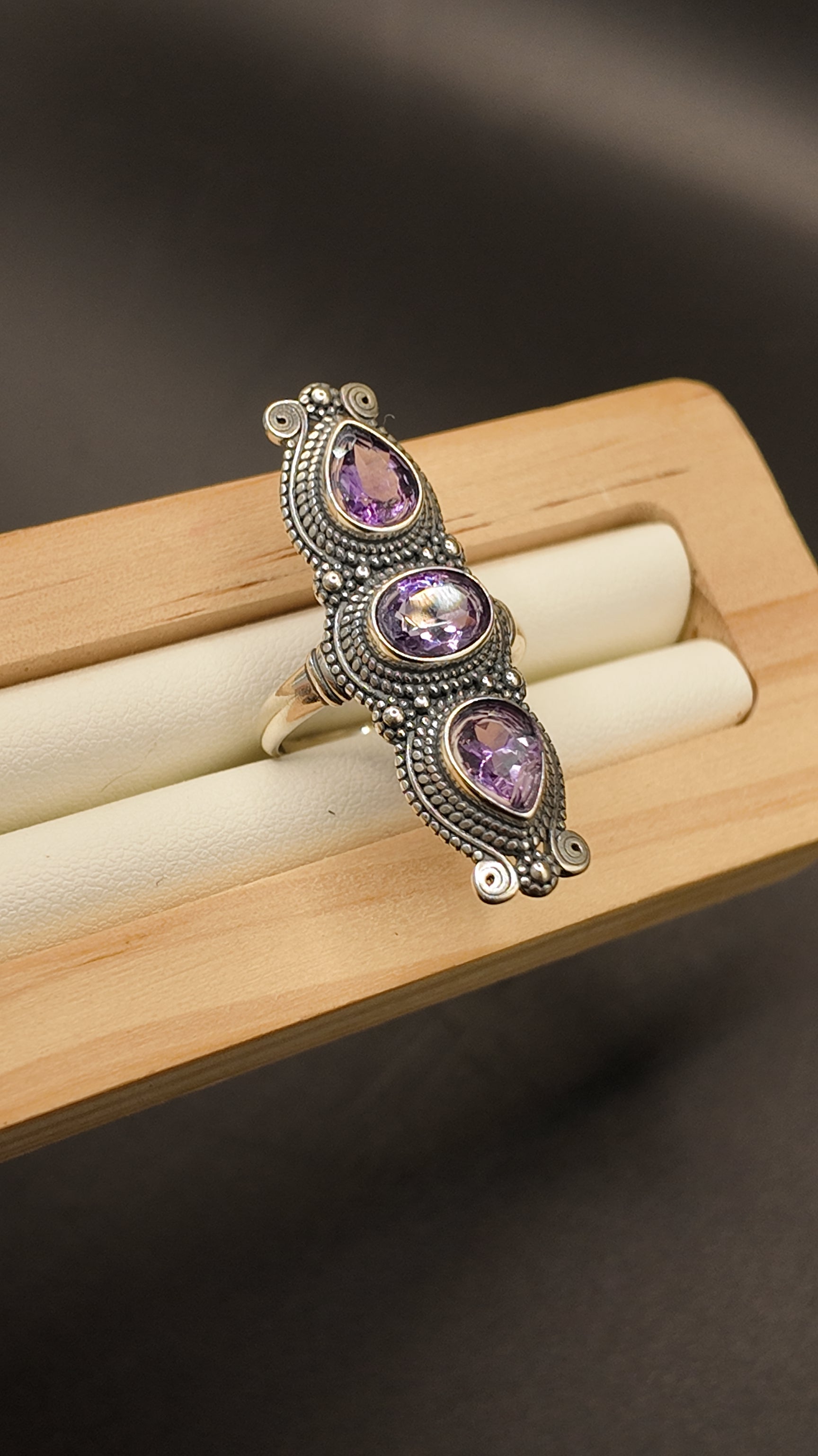 Amethyst Triple Ring