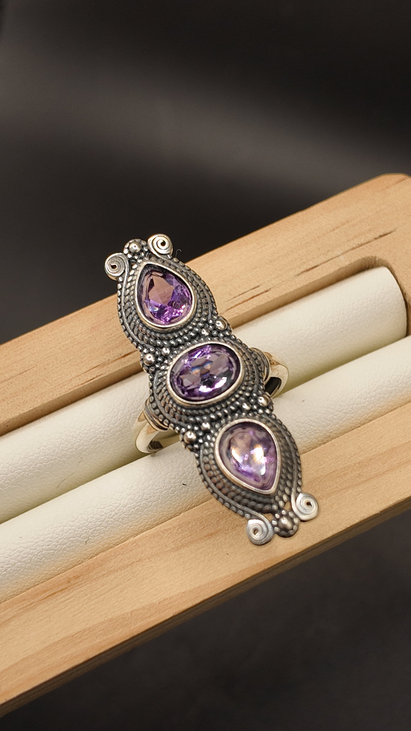 Amethyst Triple Ring