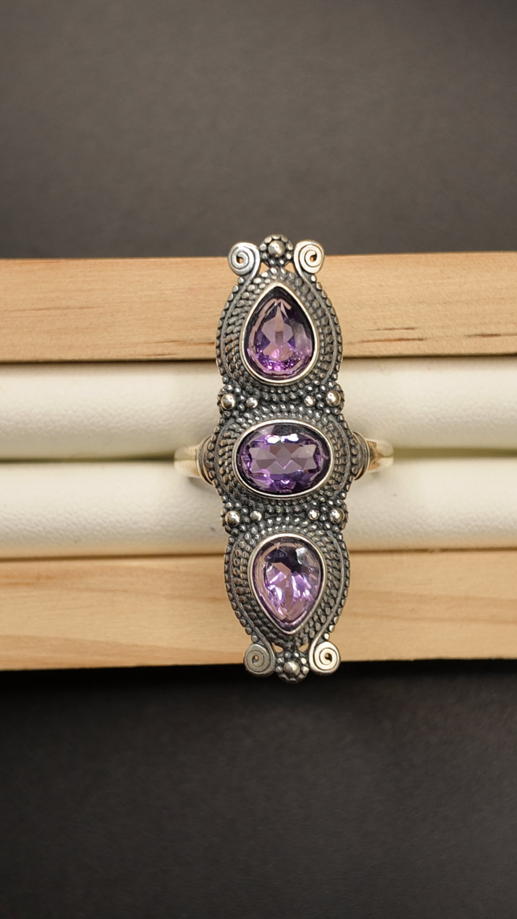 Amethyst Triple Ring