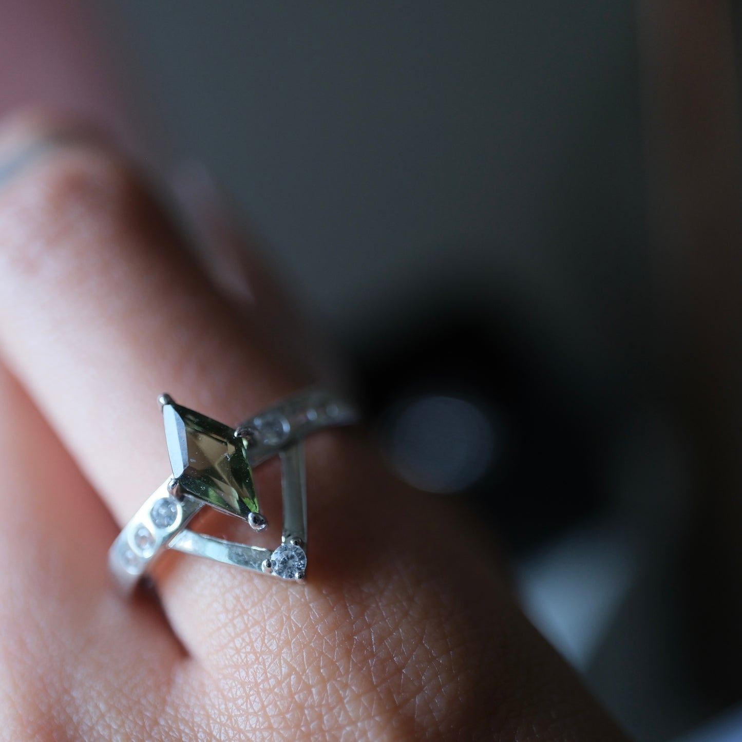 Moldavite Intention Ring side detail
