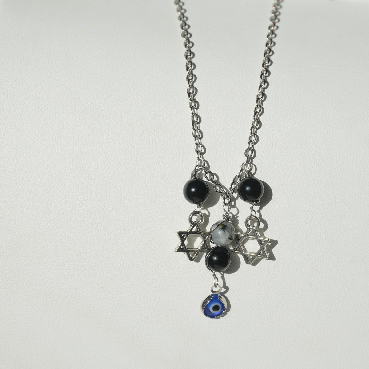 Halloween Handmade Clear Quartz, Onyx & Intuitive Protection Crystals Necklace