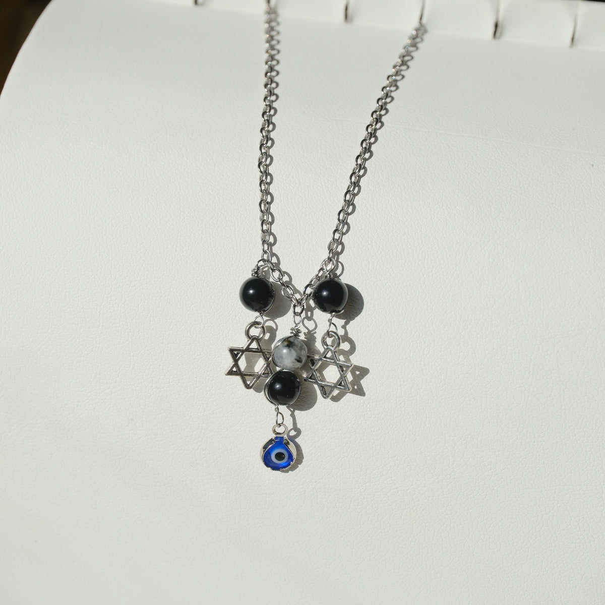 Halloween Handmade Black Onyx & Moonstone Protection Necklace