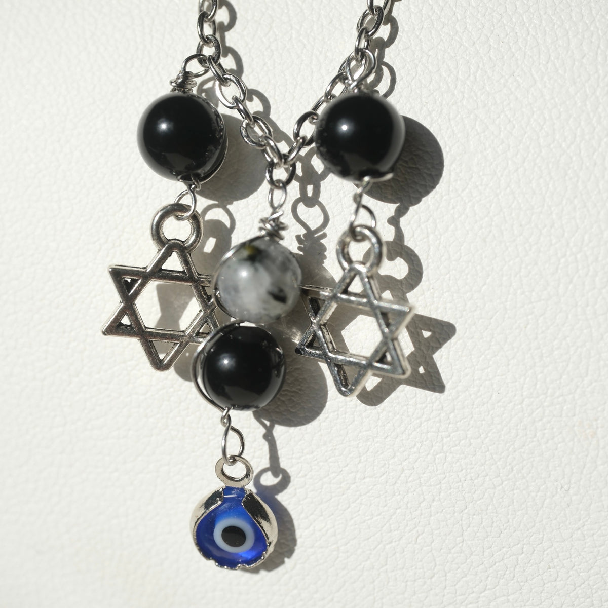 Halloween Handmade Black Onyx & Moonstone Protection Necklace