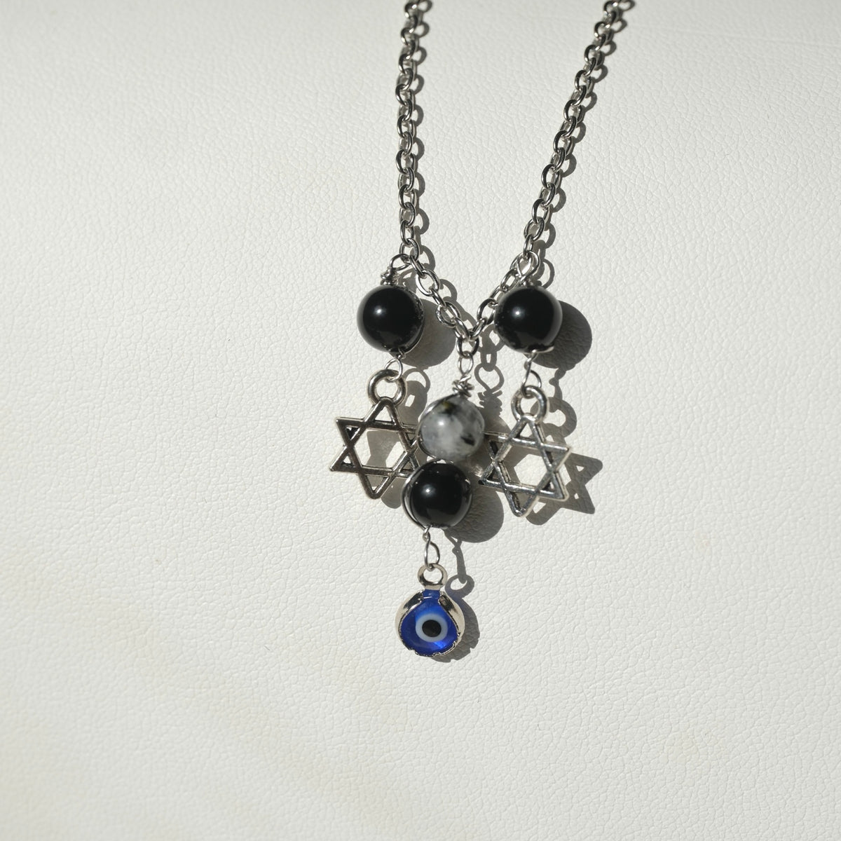 Halloween Handmade Black Onyx & Moonstone Protection Necklace