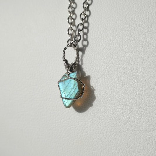 Halloween Handmade Labradorite Wire Wrapped Necklace