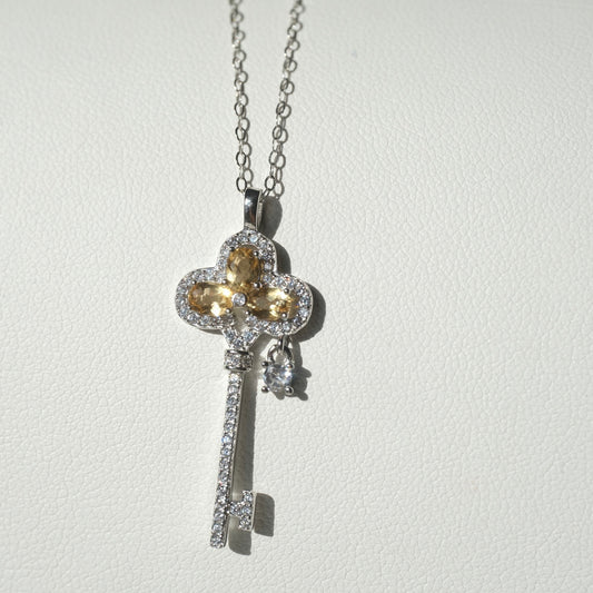 Halloween Citrine Key S925 Necklace