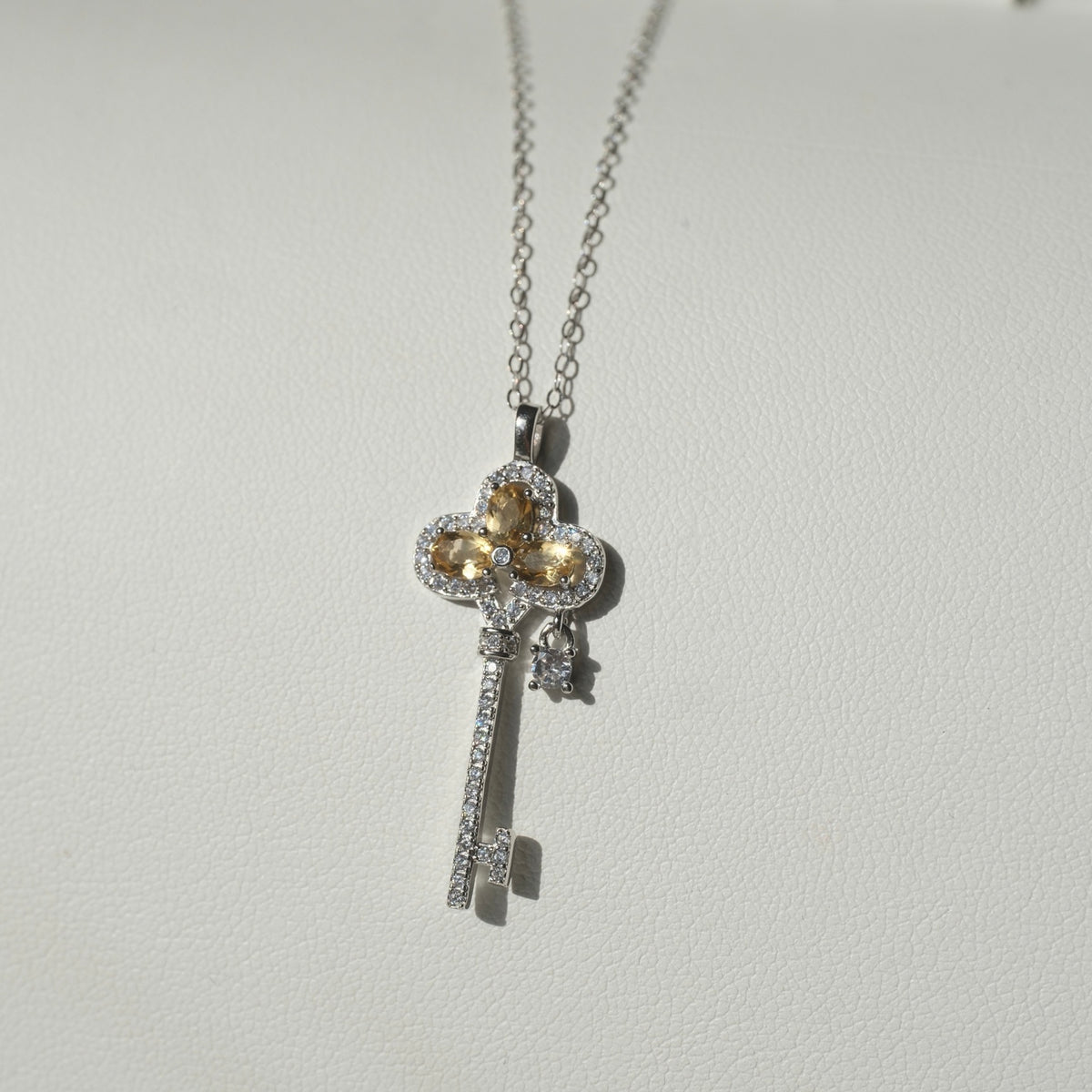 Halloween Citrine Key S925 Necklace