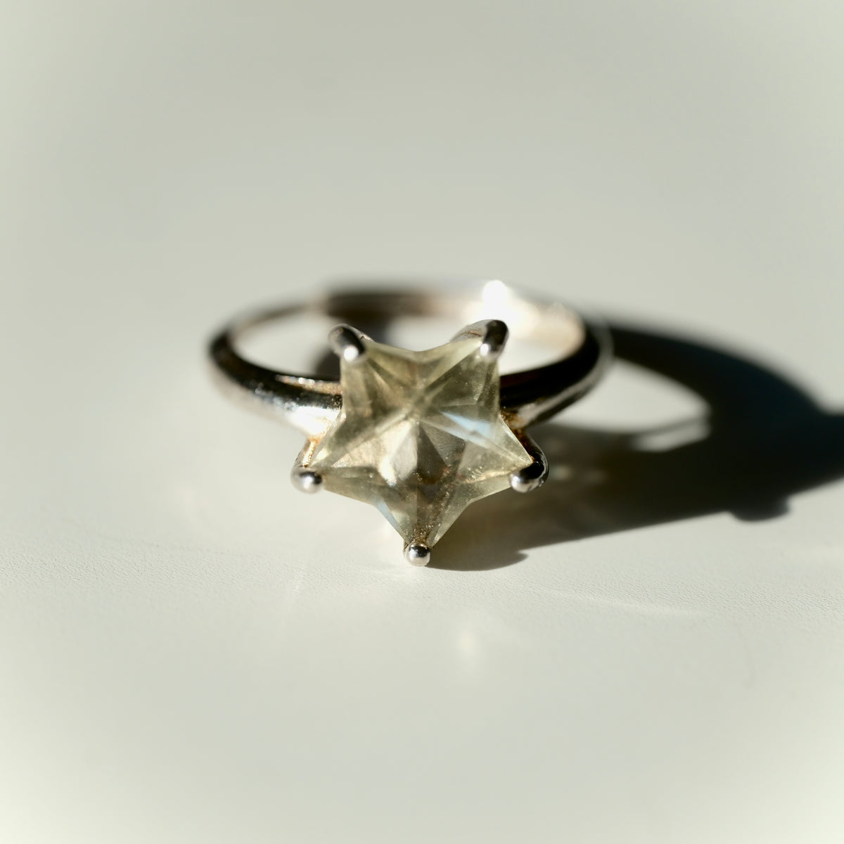 Libyan Desert Glass Star S925 Adjustable Certified Ring
