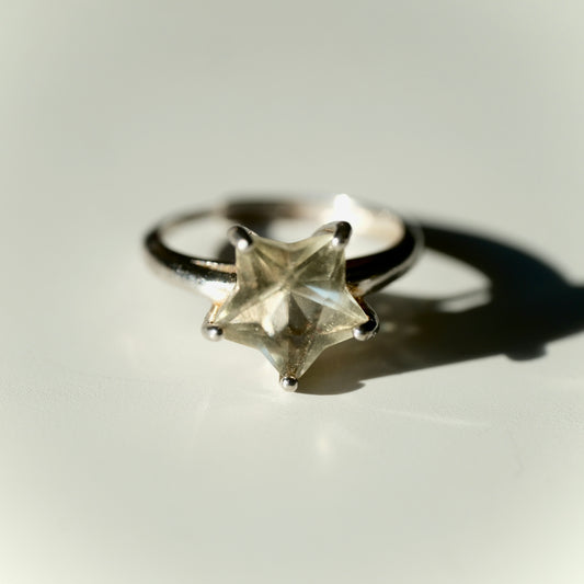 Libyan Desert Glass Star S925 Adjustable Certified Ring