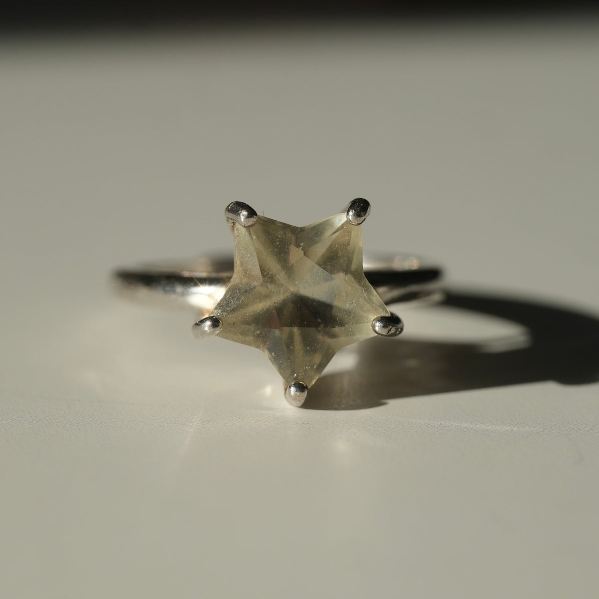 Libyan Desert Glass Star S925 Adjustable Certified Ring
