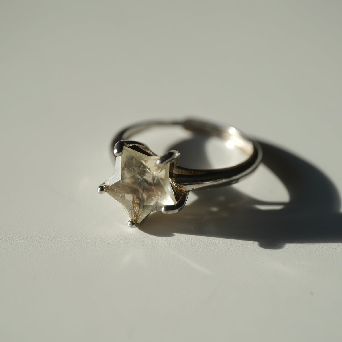 Libyan Desert Glass Star S925 Adjustable Certified Ring