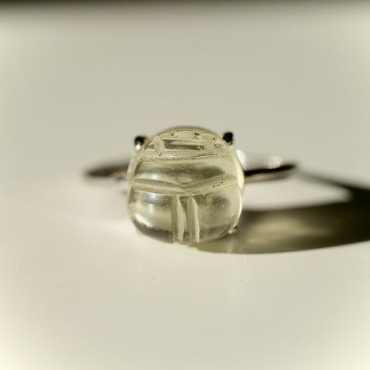 Libyan Desert Glass Scarab S925 Certified Adjustable Ring