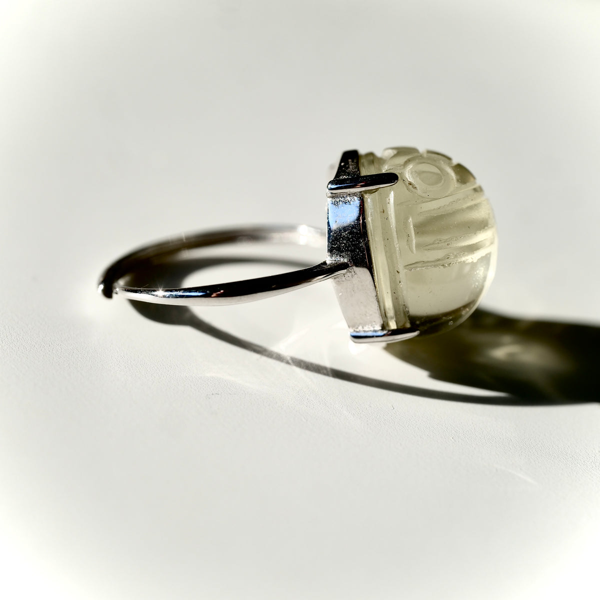 Large Libyan Desert Glass S925 Certified Adjustable Ring