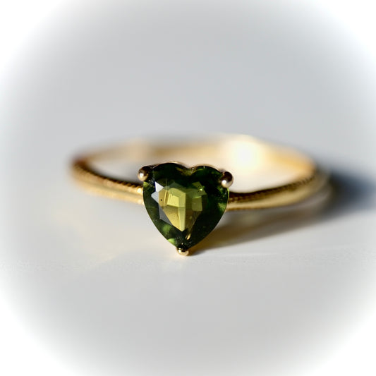 Moldavite S925 Adjustable Ring – Gold-Coloured | Transformation | New Beginnings