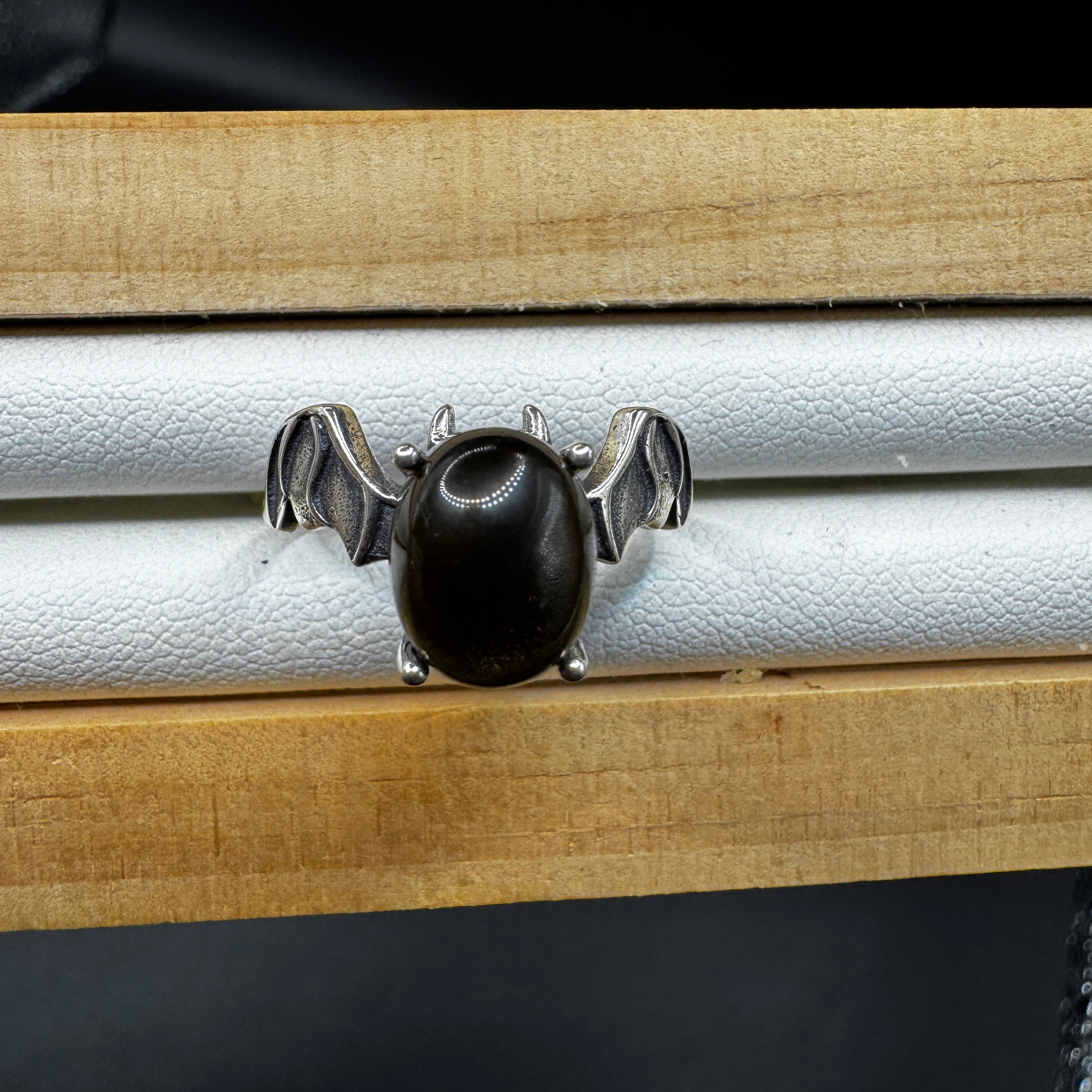 Obsidian Bat S925 Halloween Ring