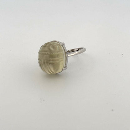 Large Libyan Desert Glass S925 Certified Adjustable Ring