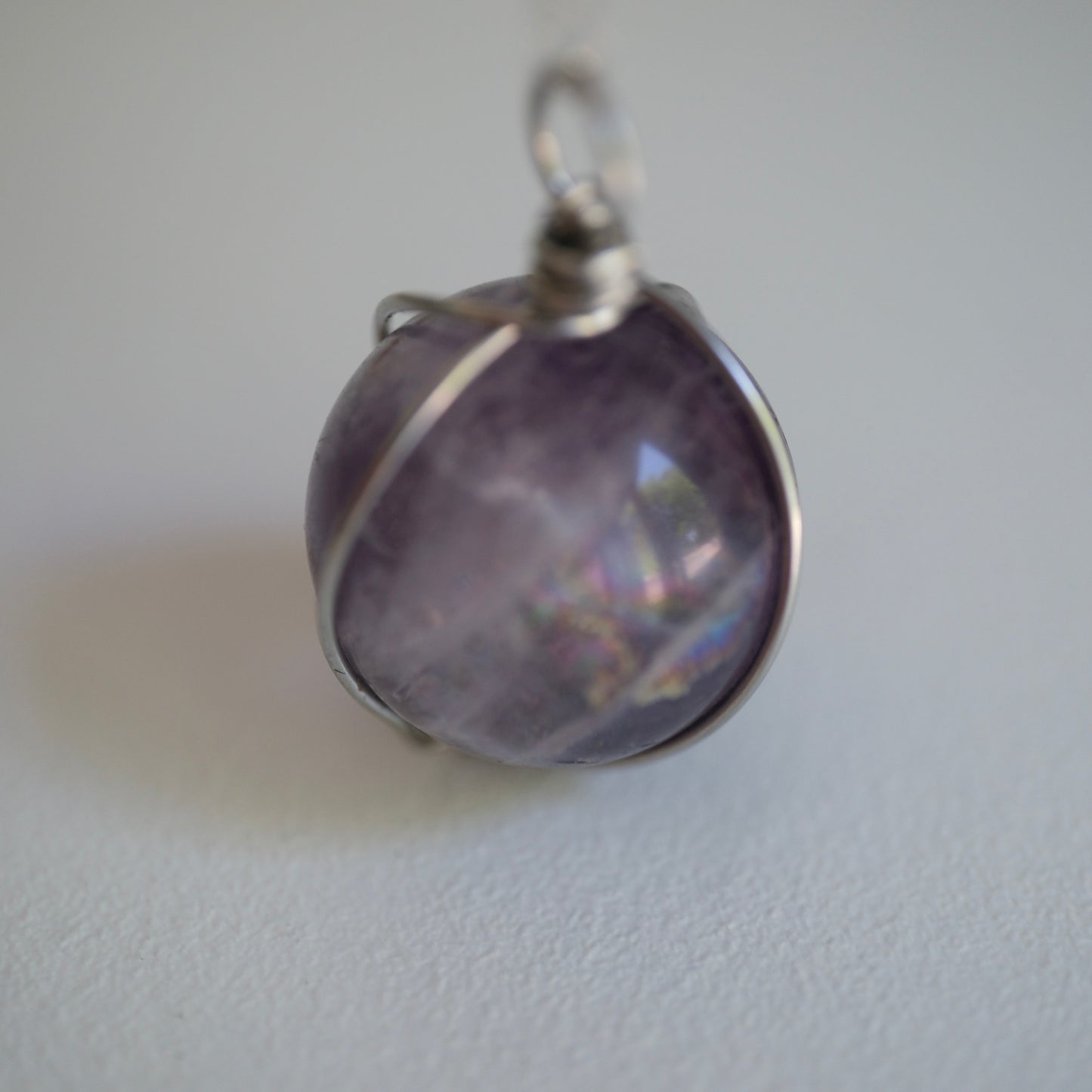 Fluorite Sphere Handmade Necklace on S925 Chain