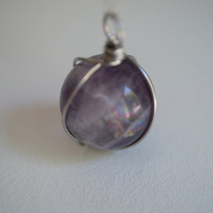 Fluorite Sphere Handmade Necklace on S925 Chain