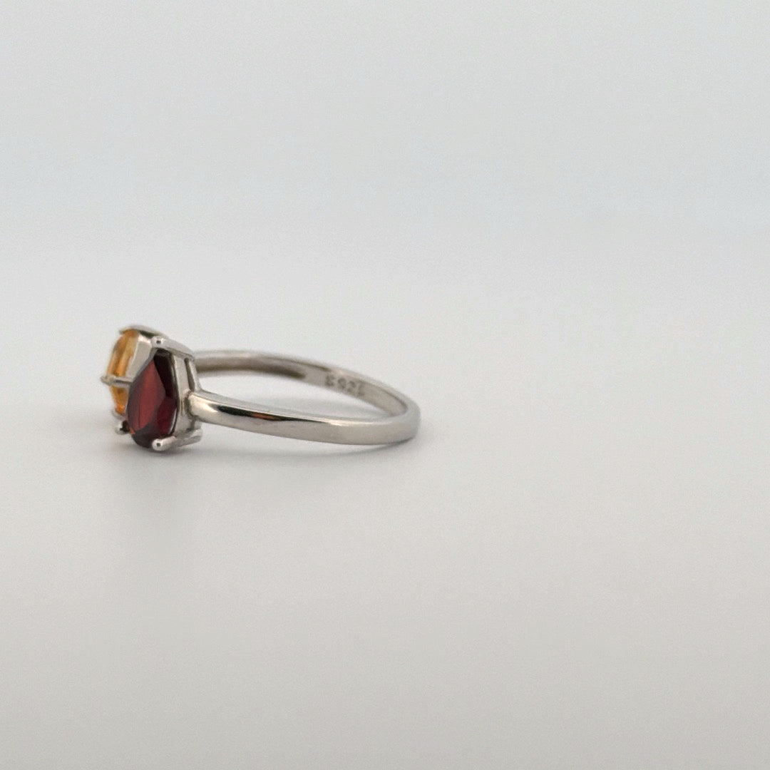 Garnet and Citrine S925 Adjustable Ring