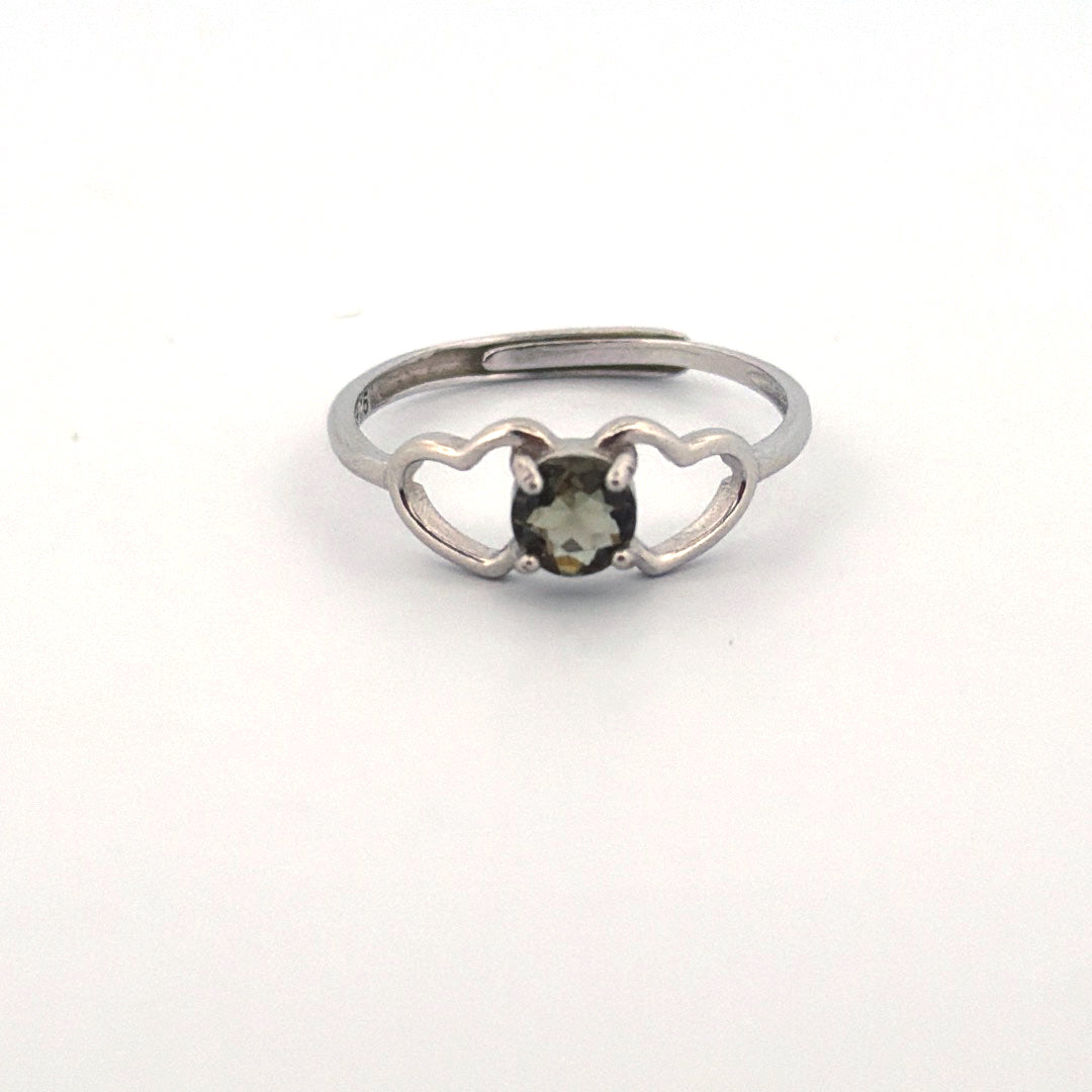 Moldavite S925 Adjustable Certified Ring