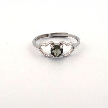 Moldavite S925 Adjustable Certified Ring