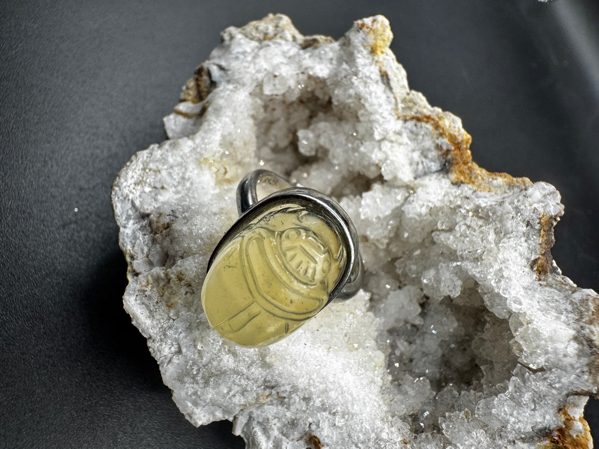 Libyan Desert Glass Scarab Ring