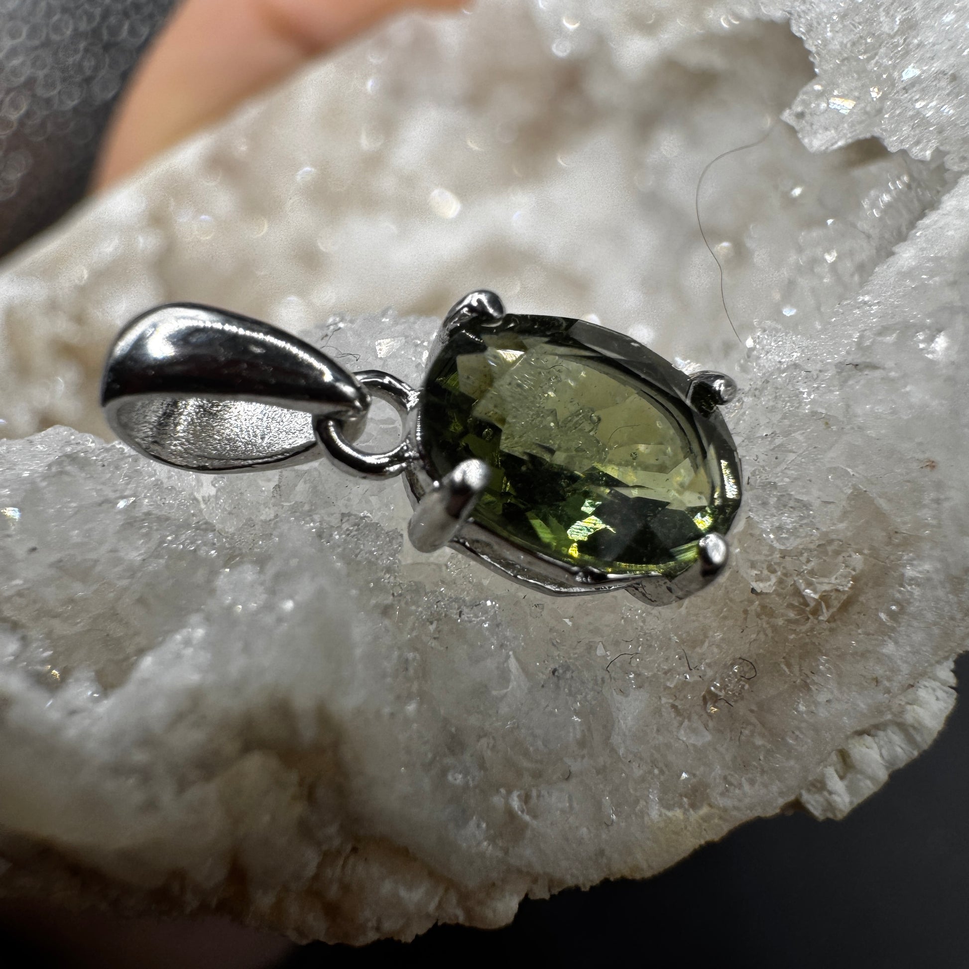 Moldavite Oval Certified S925 Necklace