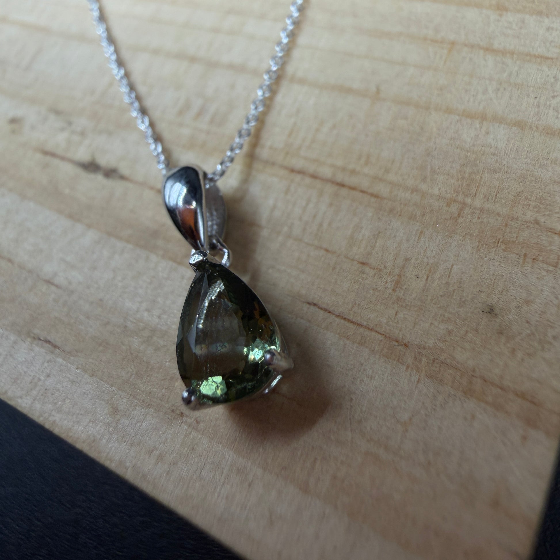 Moldavite Teardrop Certified S925 Necklace