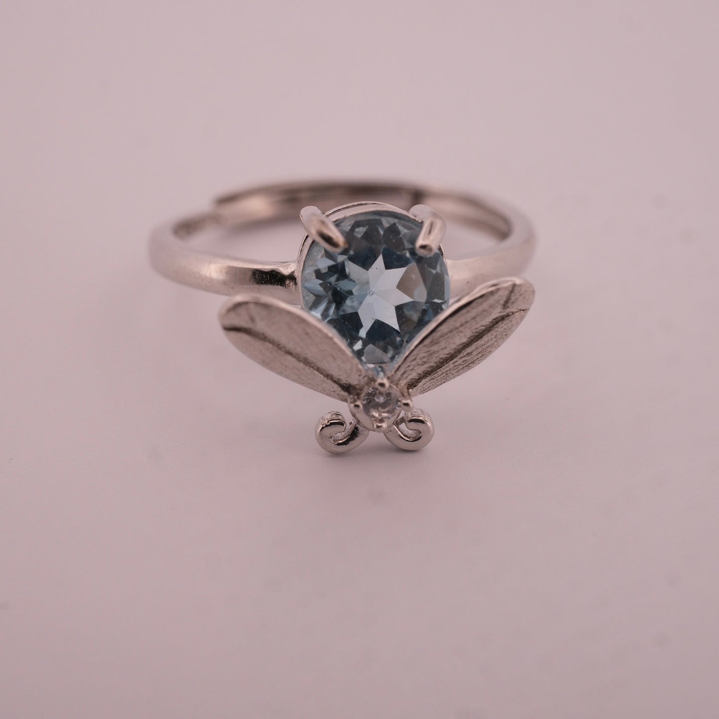 Blue Topaz Bee S925 Adjustable Ring