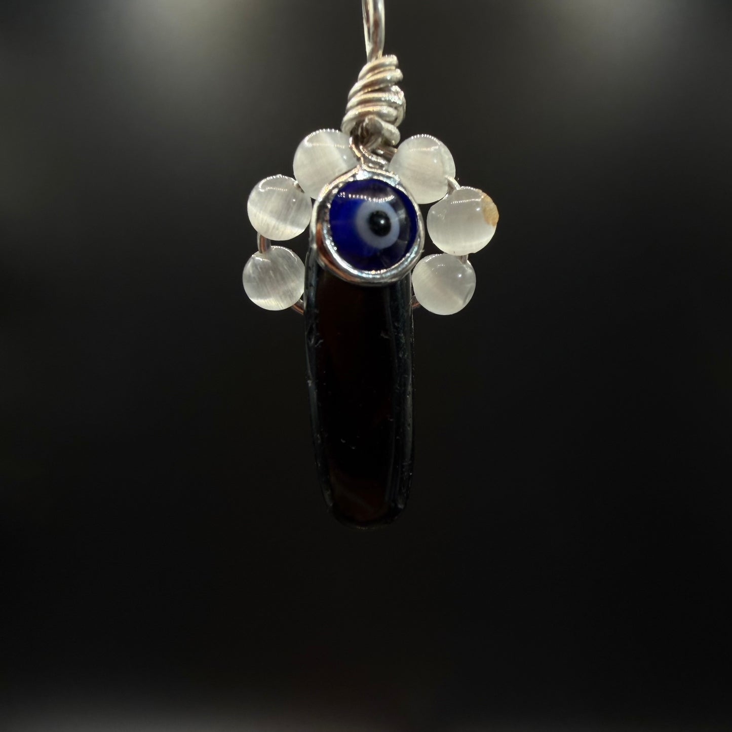 Protection Obsidian Selenite and Evil Eye Handmade S925 Necklace