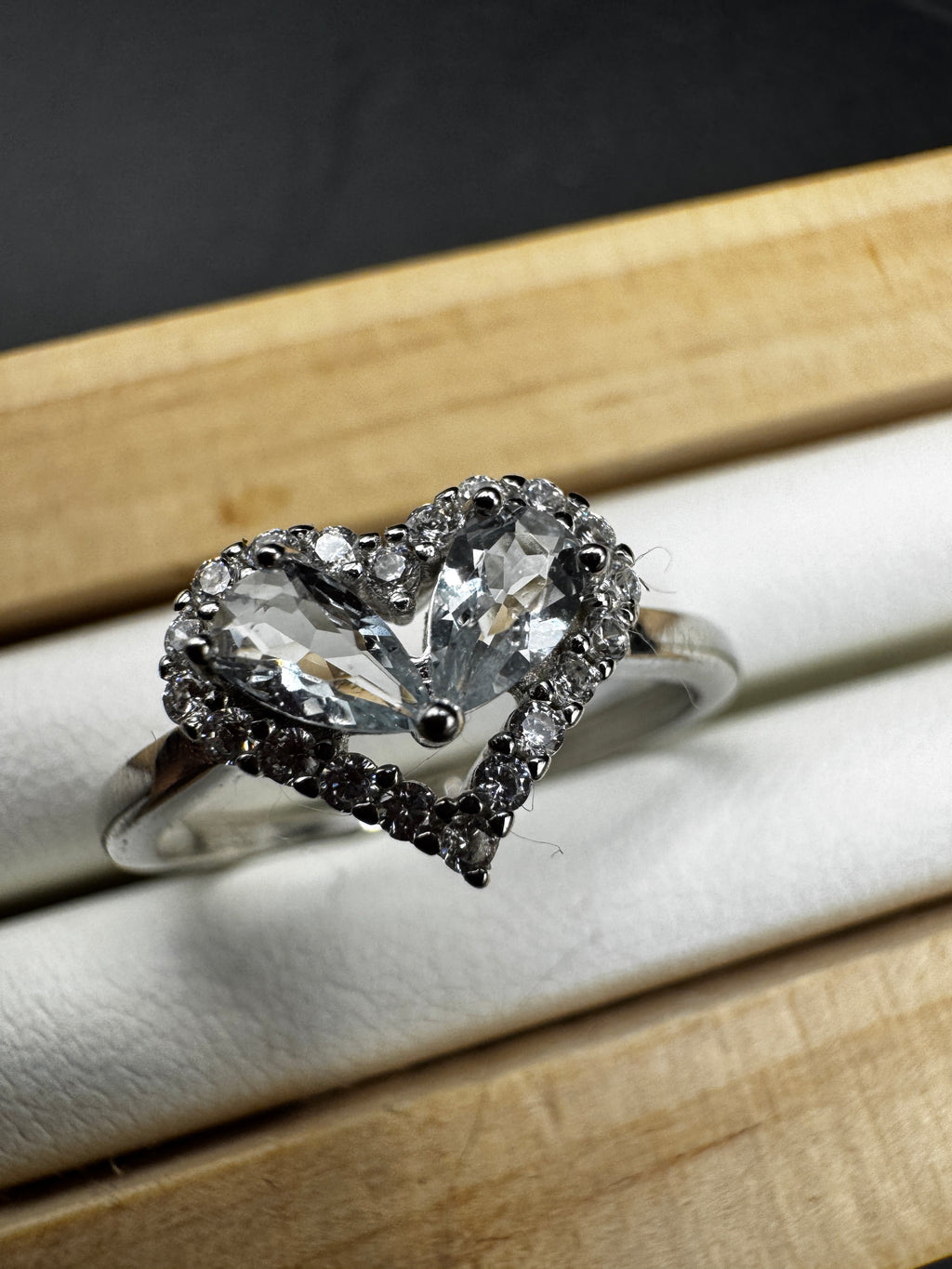Aquamarine Heart Ring