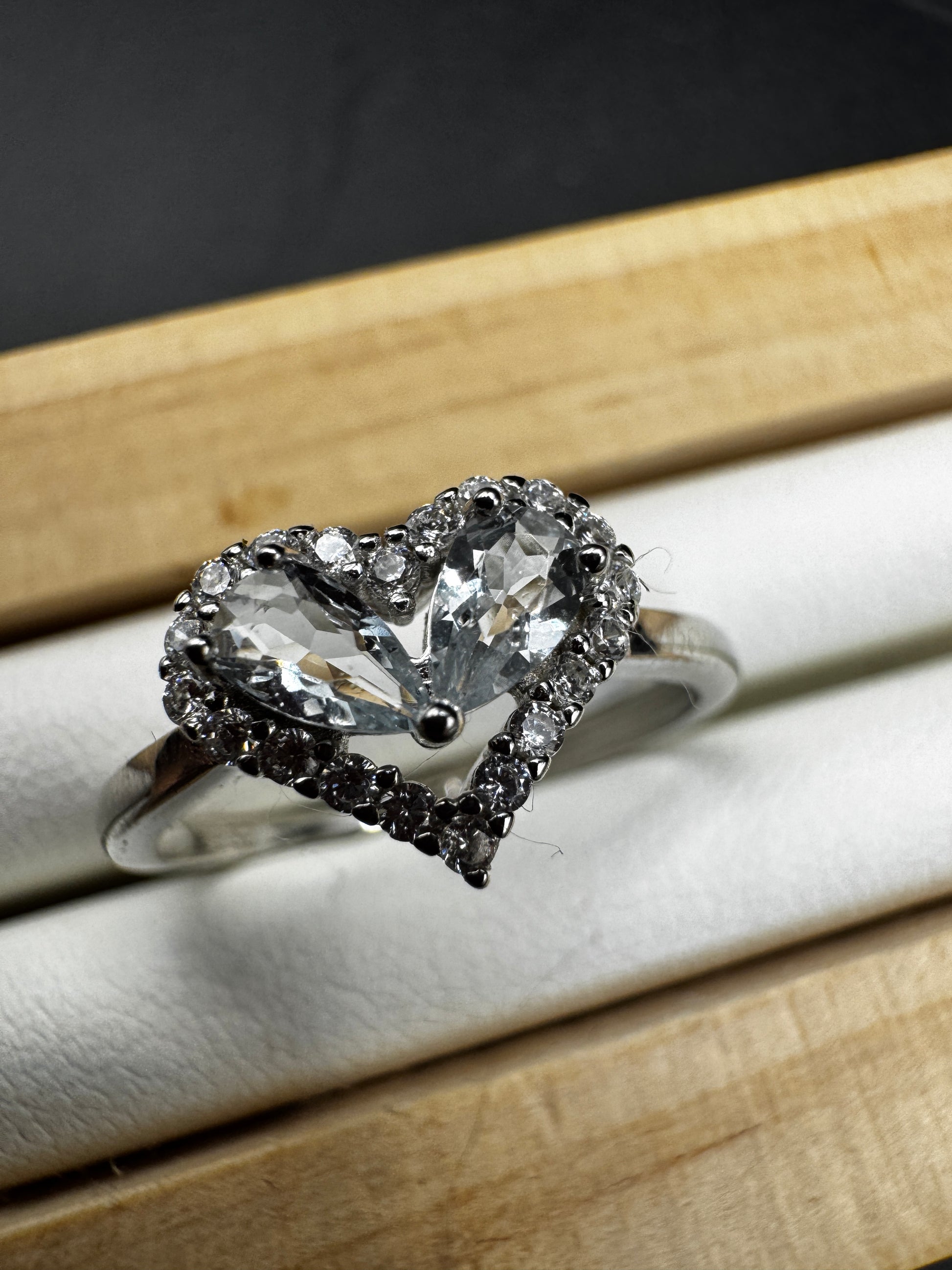 Aquamarine Heart Ring