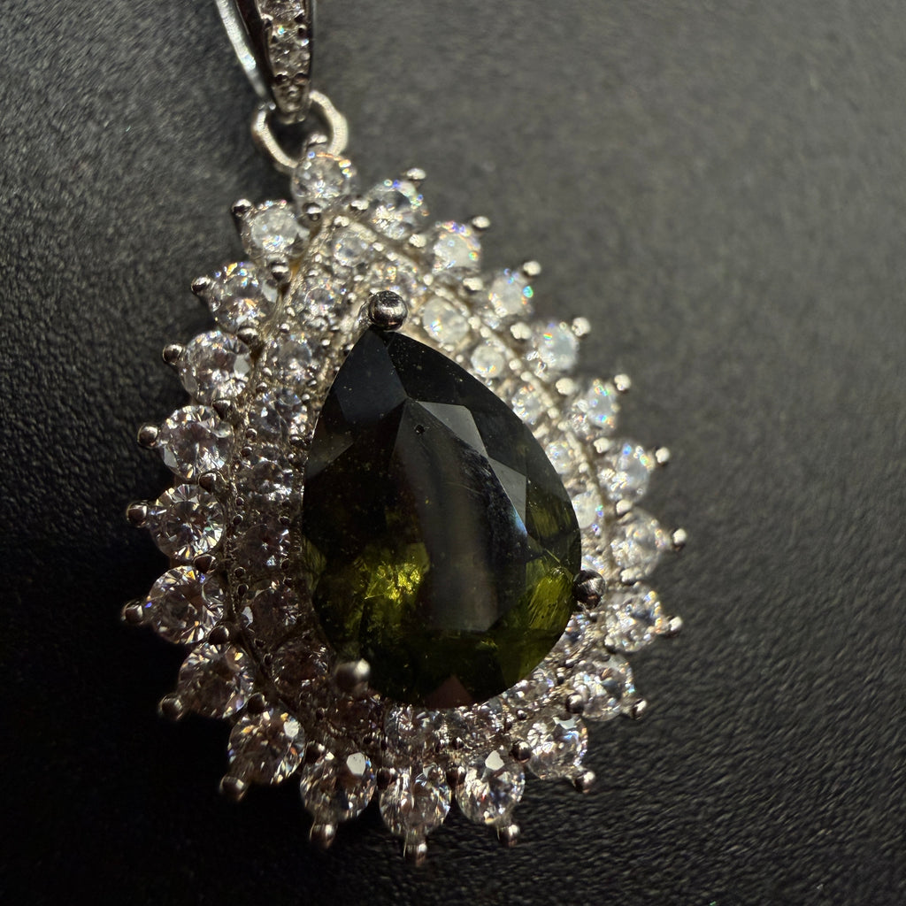 Moldavite Teardrop Certified S925 Necklace