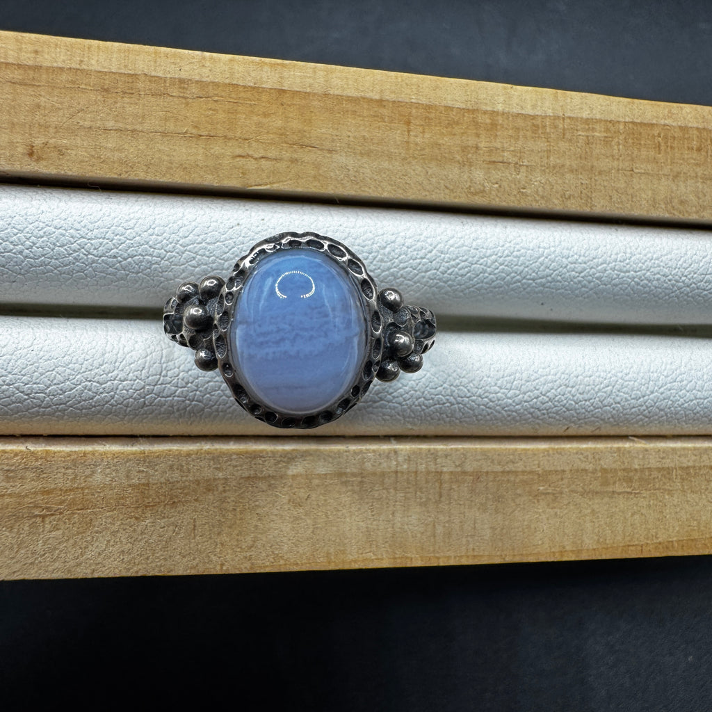 Blue Lace Agate Adjustable S925 Ring