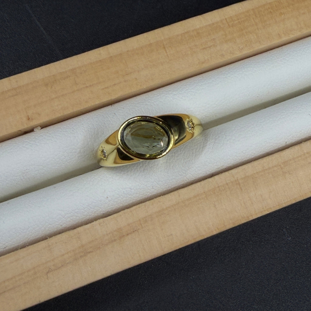 Moldavite S925 Adjustable Certified Gold Ring