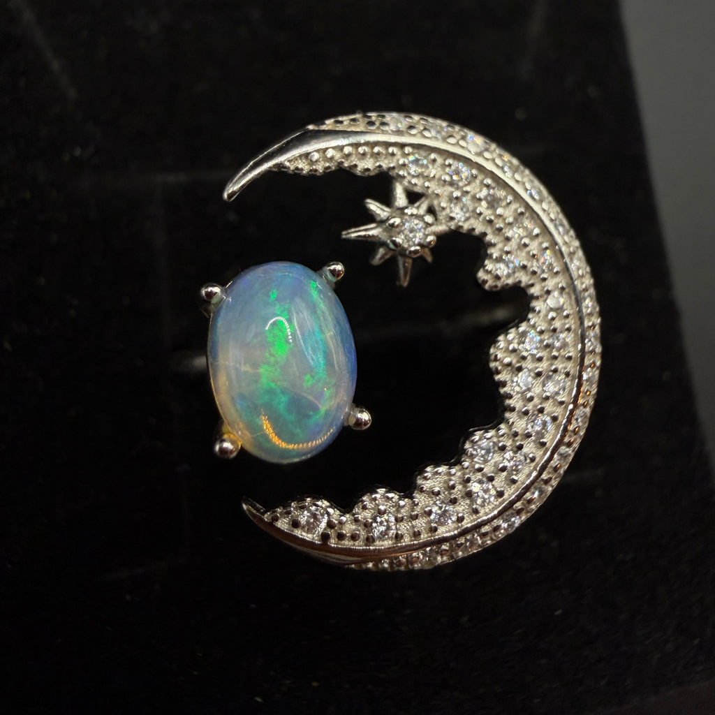 Opal Moon S925 Certified Adjustable Ring
