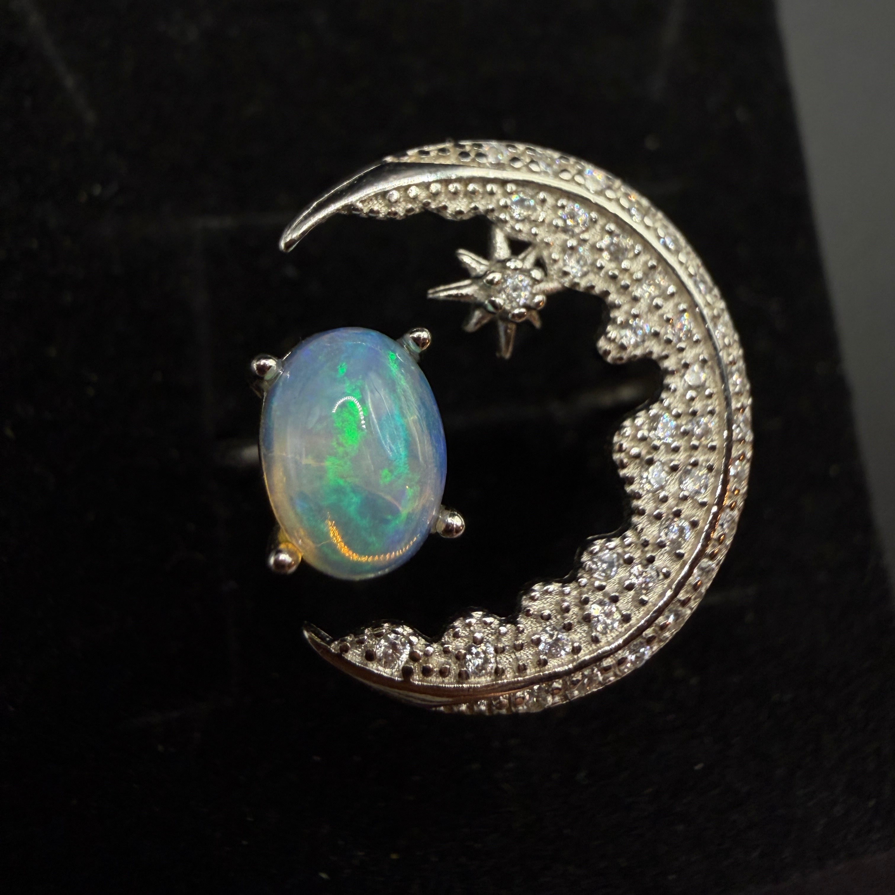 Opal Moon S925 Certified Adjustable Ring