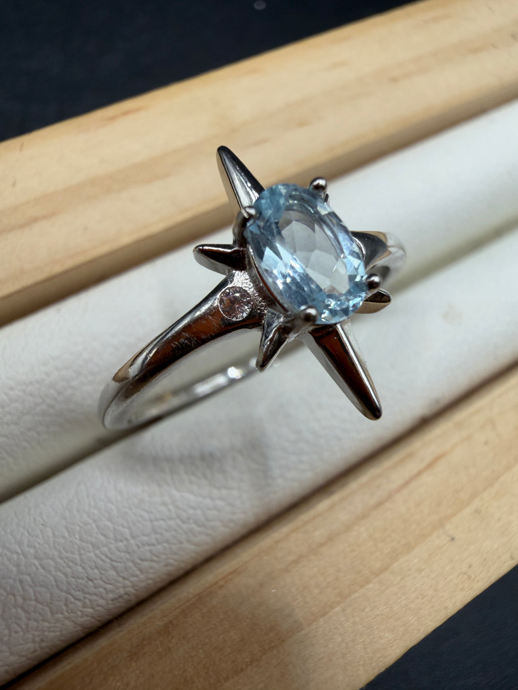 Aquamarine Star S925 Adjustable Ring